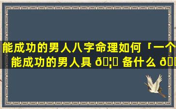 能成功的男人八字命理如何「一个能成功的男人具 🦋 备什么 🌴 条件」